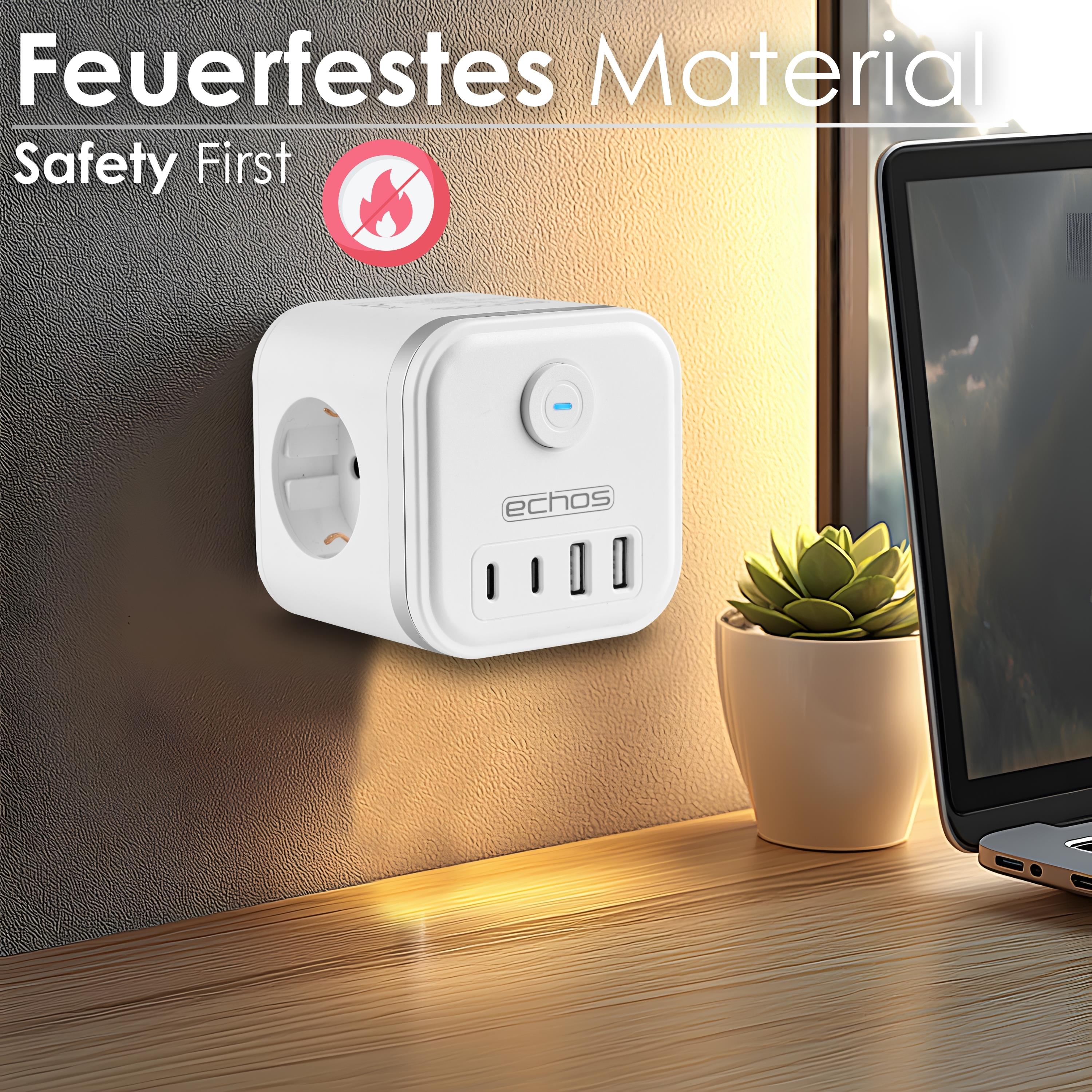 Echos Eco-4132 Steckdosenwürfel Weiß Silber ohne Kabel